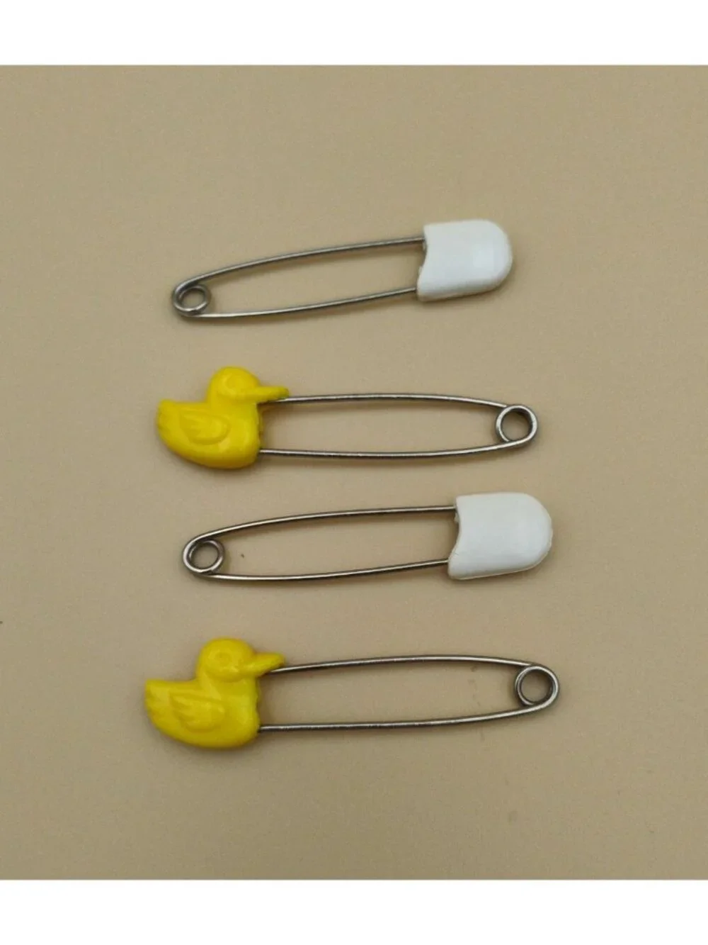 Vintage Baby Safety Pins Yellow Duck & White Cap Designs 3
